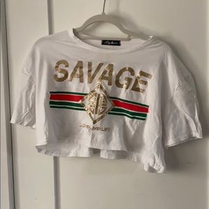 White savage crop top